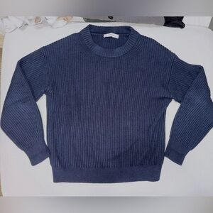 Everlane Cotton Navy Blue Ribbed Sweater